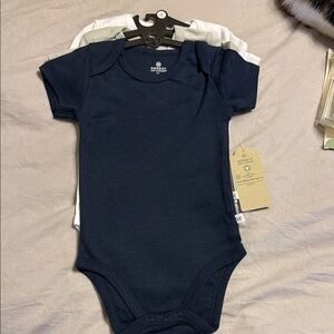 The Honest Company Navy and White Bodysuit Set